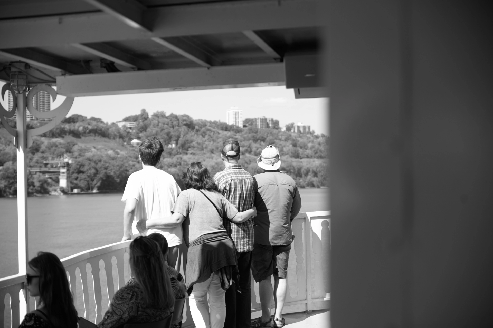 Adolecent enjoying the view of Cincinnati on a BB Riverboat